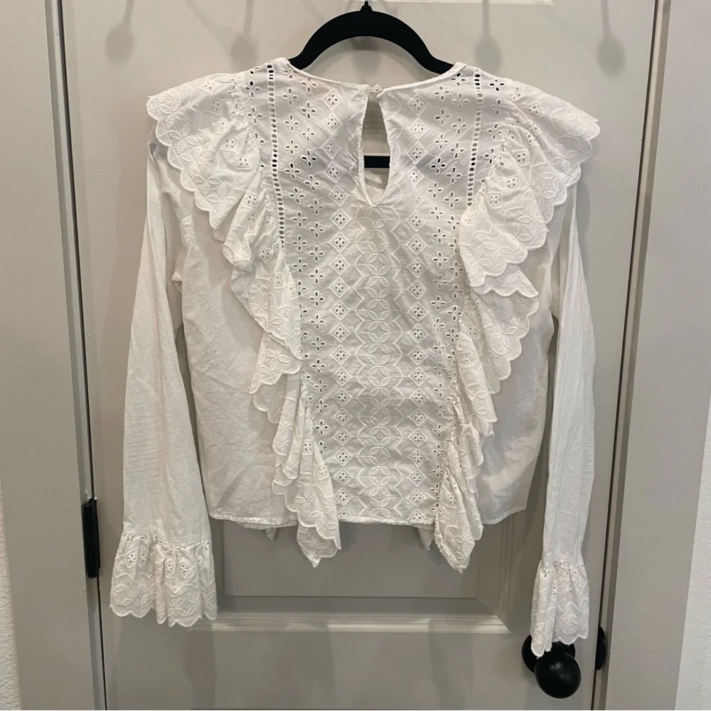Zara White Ruffle Top - Picture 3 of 4